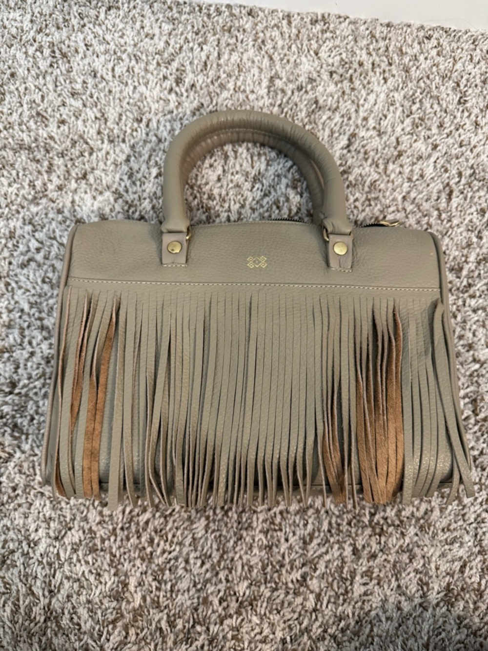 AU Mexique Fringe Leather Satchel Handbag